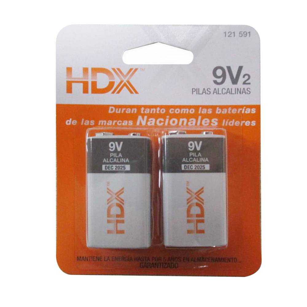 Hdx baterías alcalinas 9v (2 un)