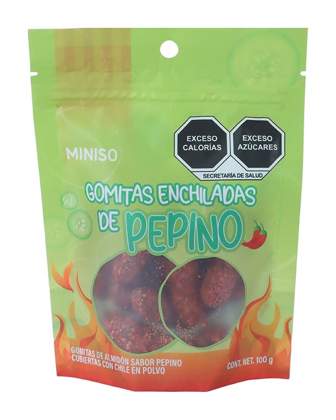 Miniso · Gomitas de almidón cubiertas con chile en polvo, pepino (100 g)