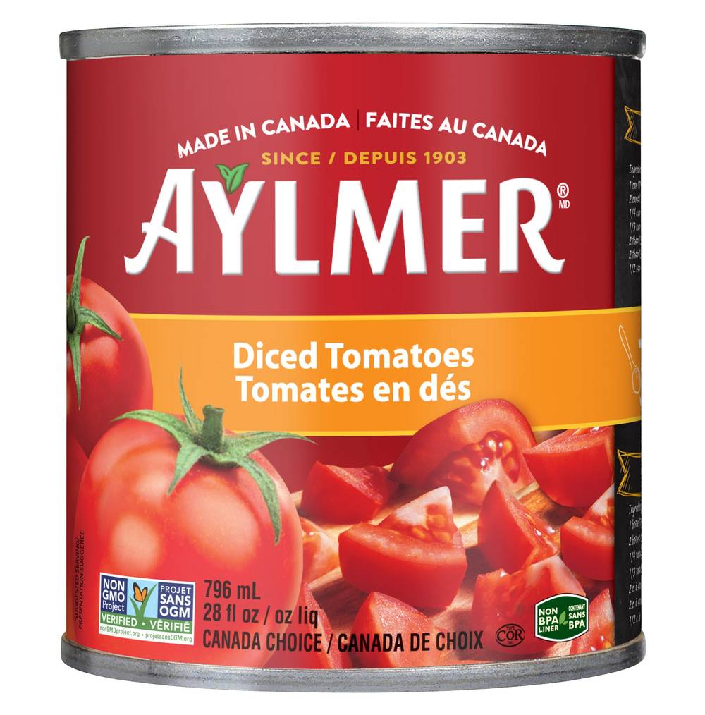 Aylmer - Tomates En Dés, 8 X 796 Ml / Aylmer Diced Tomatoes, 8 X 796 Ml