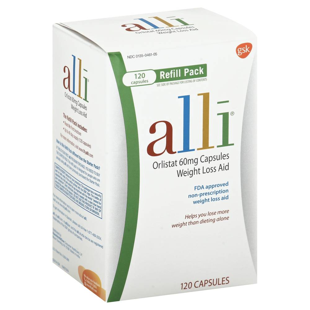 Alli Weight Loss Aid Orlistat 60 mg Capsules (120 ct)