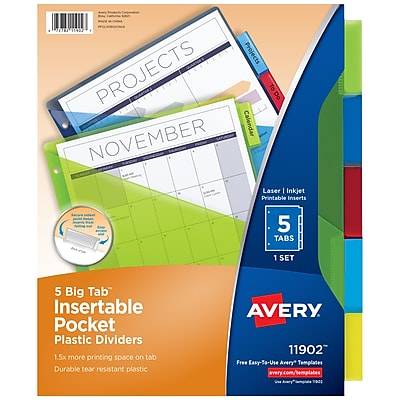 Avery 5 Big Tab Insertable Pocket Plastic Dividers