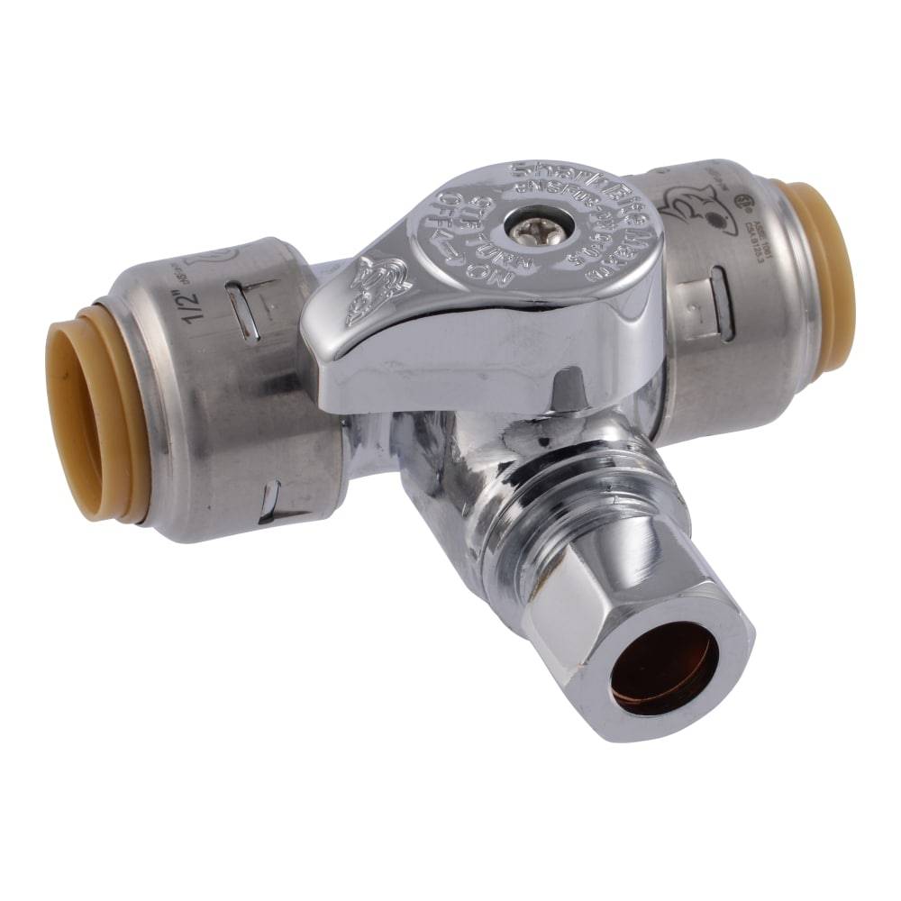 SharkBite 1/2-in Push-to-connect x 3/8-in Compression Brass Quarter Turn Supply | UR24984Z