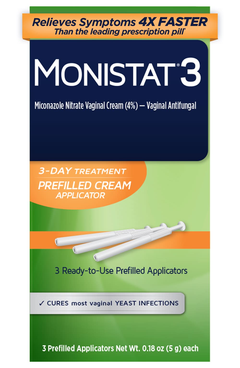 Monistat 3 Day Treatment Prefilled Cream Applicators (0.18 oz, 3 ct)