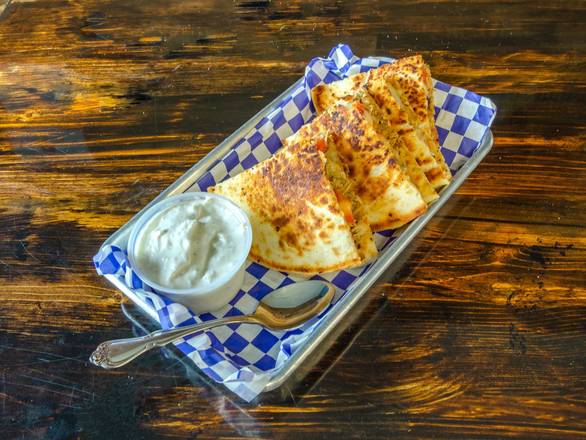 VEGAN Greek Quesadilla Vegan “chicken “