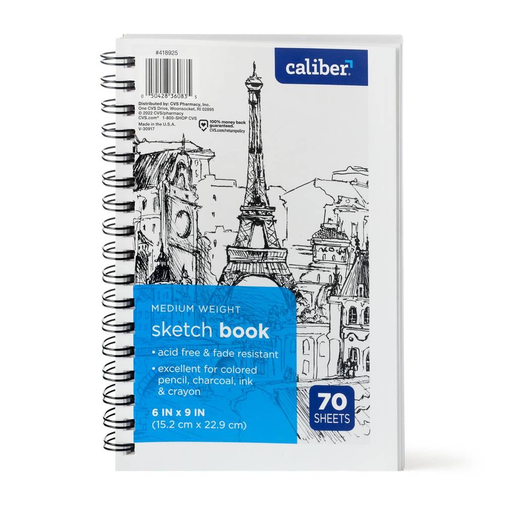Caliber Sketch Book 9 in x 6 in, Medium Weight, 70 sheet