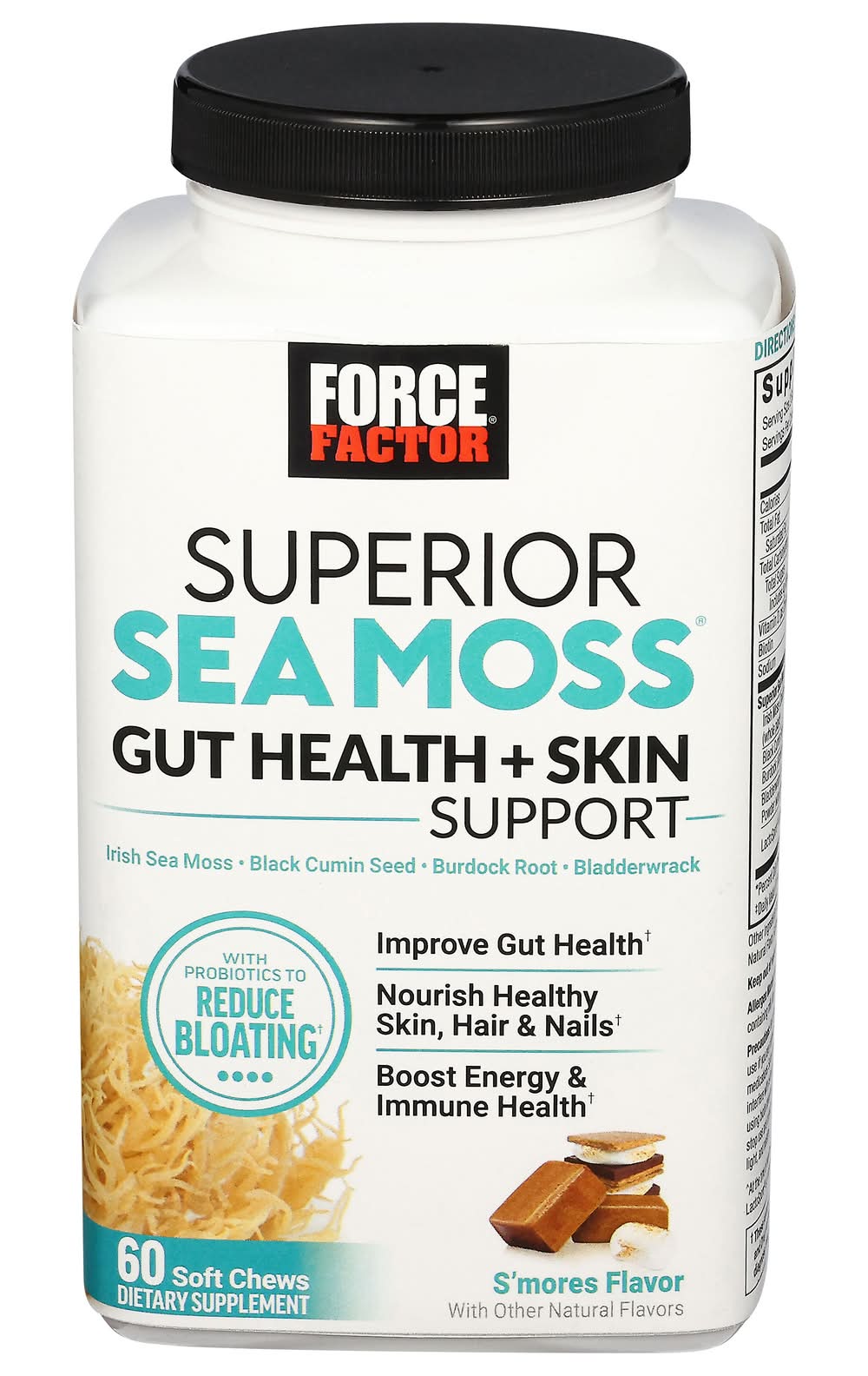 Force Factor Superior Sea Moss Gut Health + Skin Support Soft Chews, S'mores (60 ct)