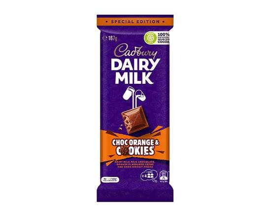 Cadbury Dairy Milk Choc Orange Cookie Large Block 167g