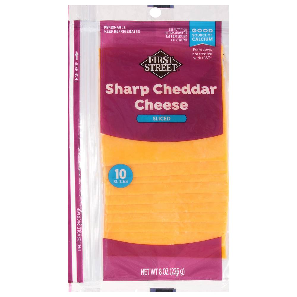 First Street Sharp Cheddar Sliced Cheese (8 oz, 10 ct)