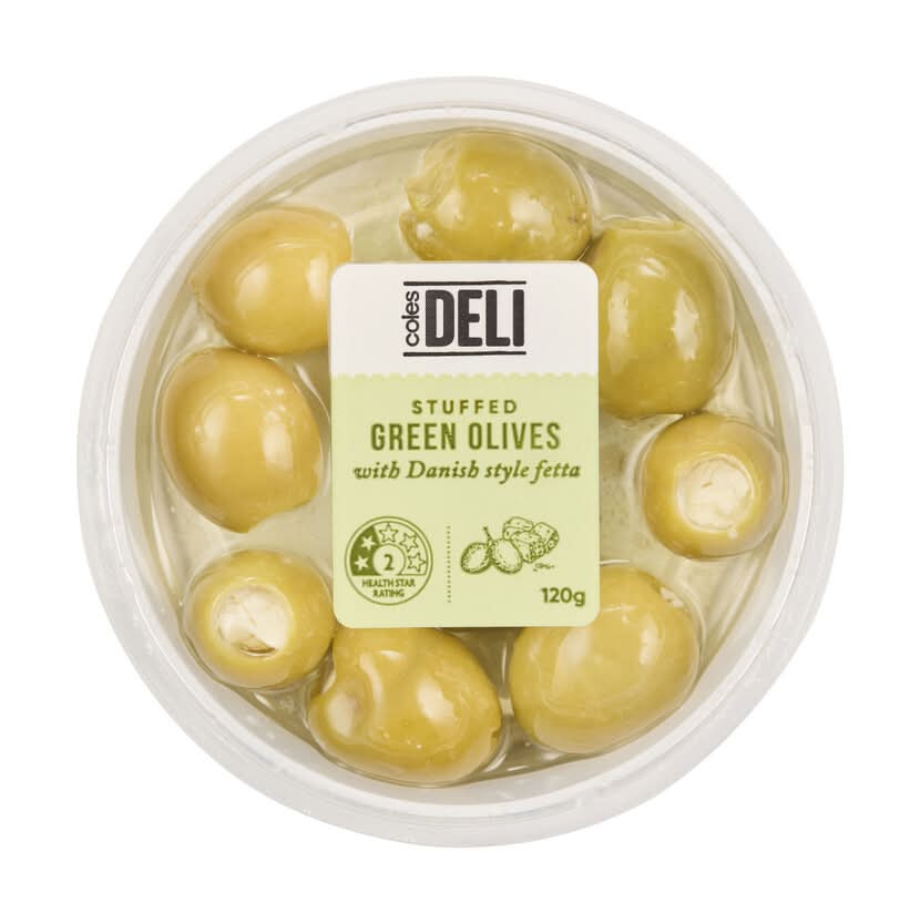 Coles Deli Express Green Olives & Danish Fetta (120g)