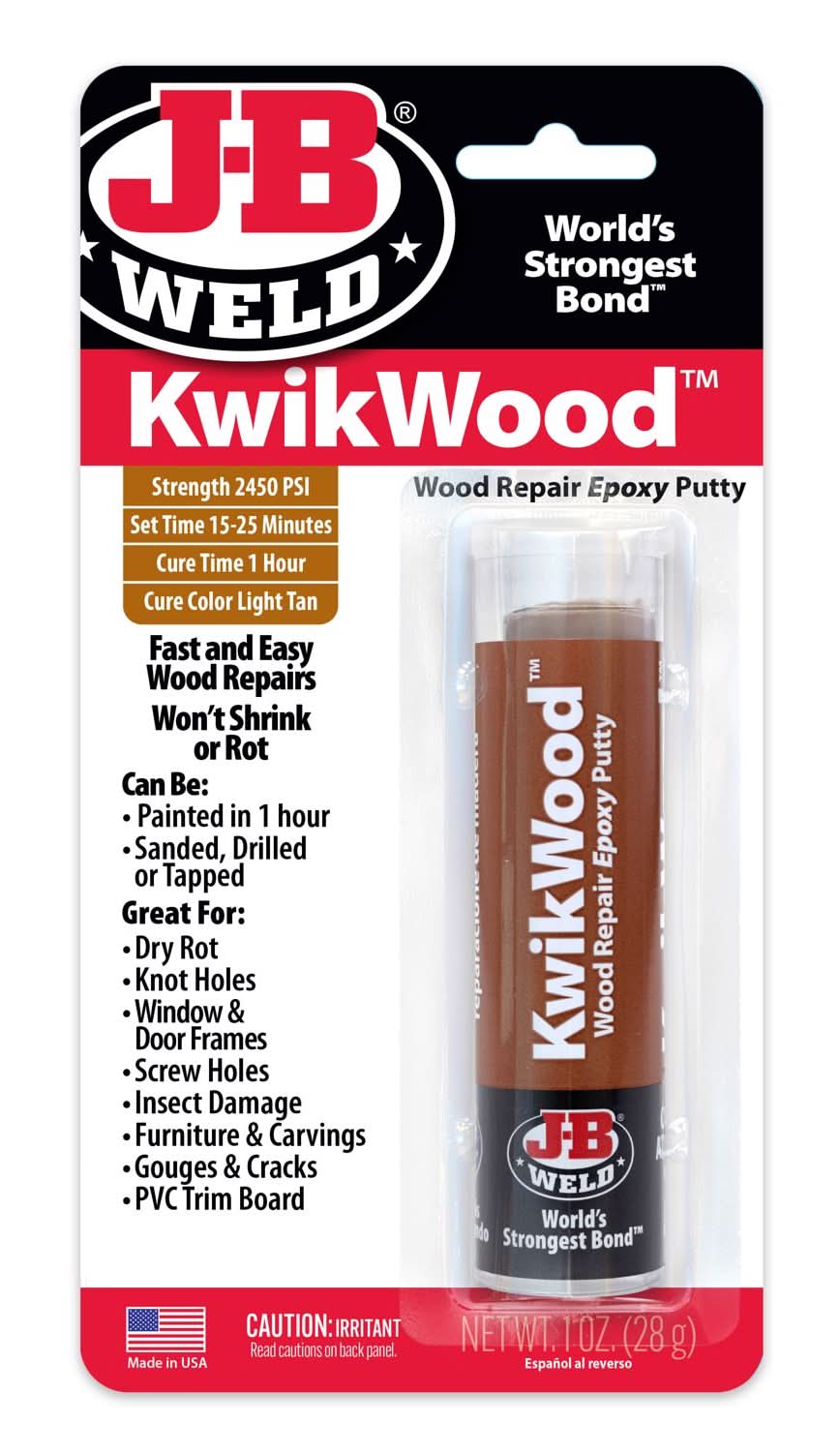 J-B Weld Kwikwood Tan Putty Stick 1 Oz