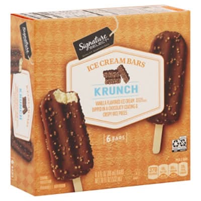 Signature Select Krunch Ice Cream Bars, Vanilla (6 x 3 fl oz)