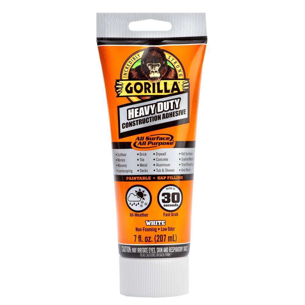 Gorilla Heavy Duty Polymer-based White Multi-use Interior/Exterior Construction Adhesive (7-Fluid Oz) | 108724