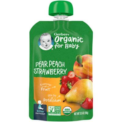 Gerber Organic 2nd Foods Pear Peach Strawberry Baby Food Pouch