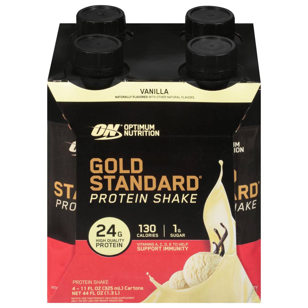 Optimum Nutrition Gold Standard Vanilla Protein Shake (4 ct, 11 fl oz)