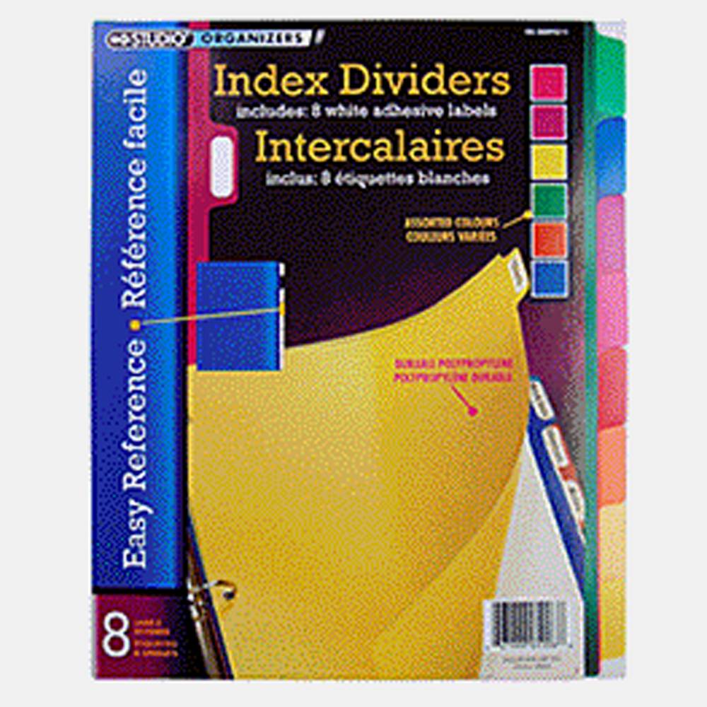 Index Dividers(Assorted Colours), 8 Pack