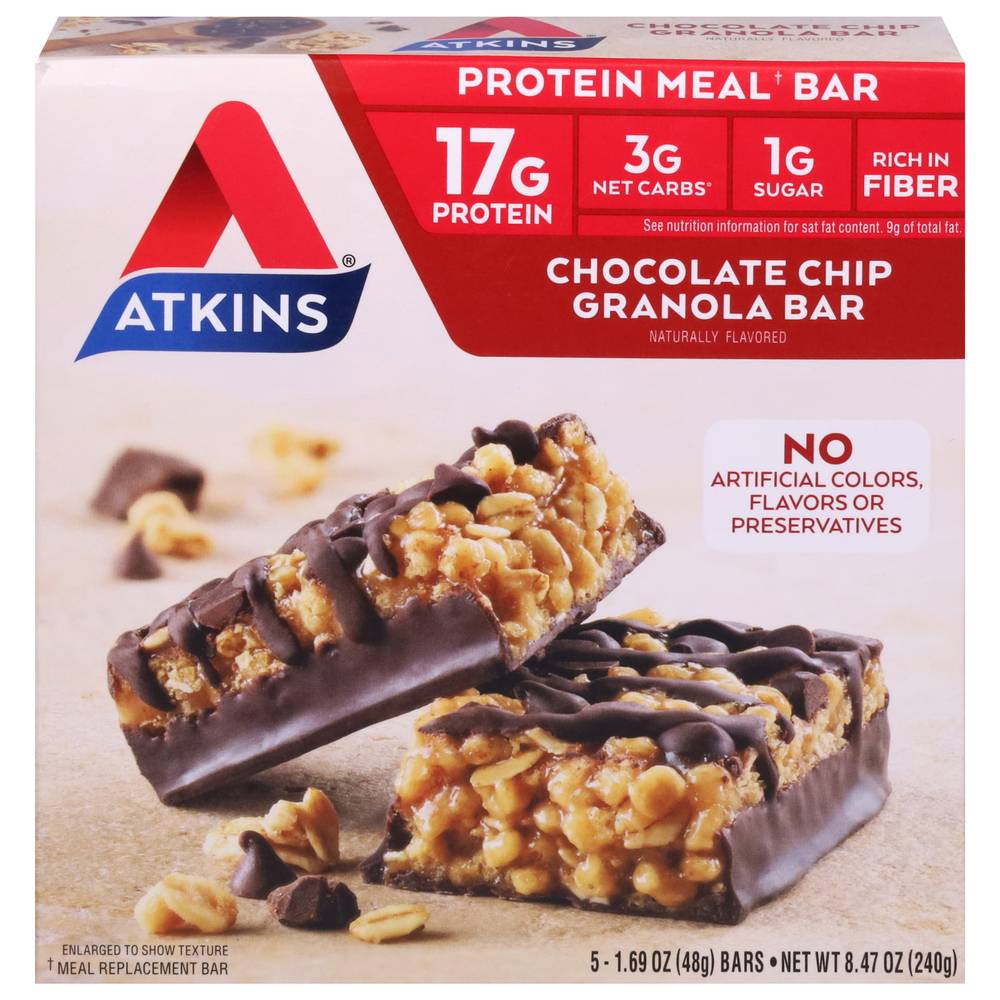 Atkins Chocolate Chip Granola Protein Meal Bars (5 ct)