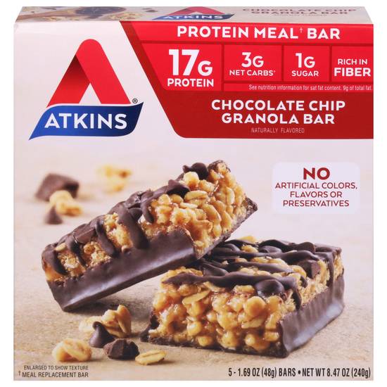 Atkins Chocolate Chip Granola Protein Meal Bars (5 ct)