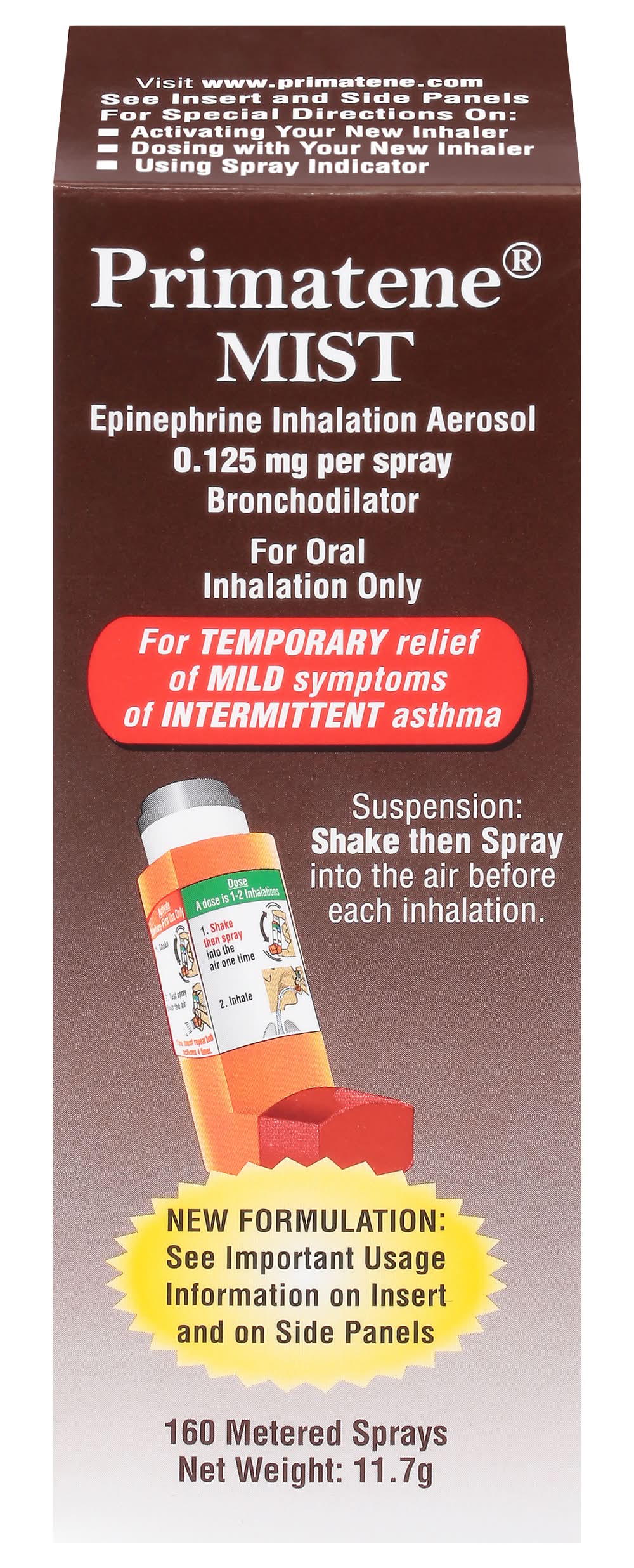 Primatene Mist Epinephrine Inhalation Aerosol Bronchodilator Spray 0.125 mg (11.7 g)