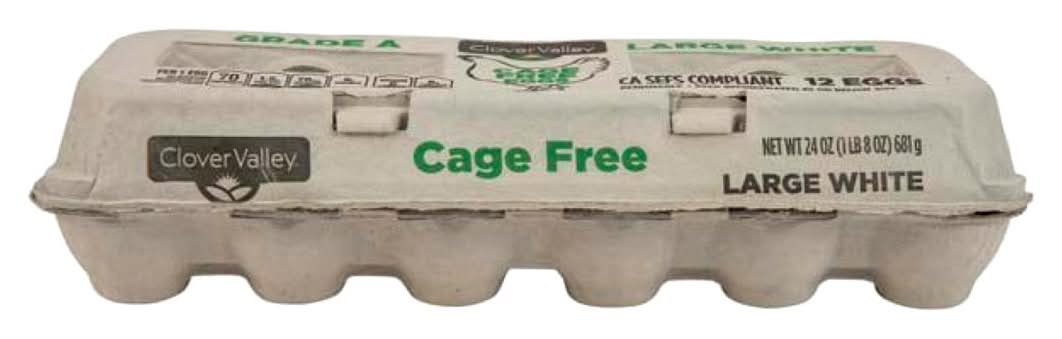 Clover Valley Cage Free Grade A Large White Eggs 12 Ct