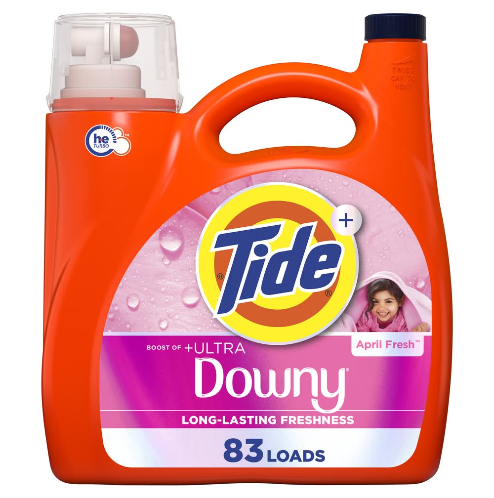 Tide Plus Boost Ultra Downy Liquid Laundry Detergent 83 Loads, April Fresh (117 fl oz)
