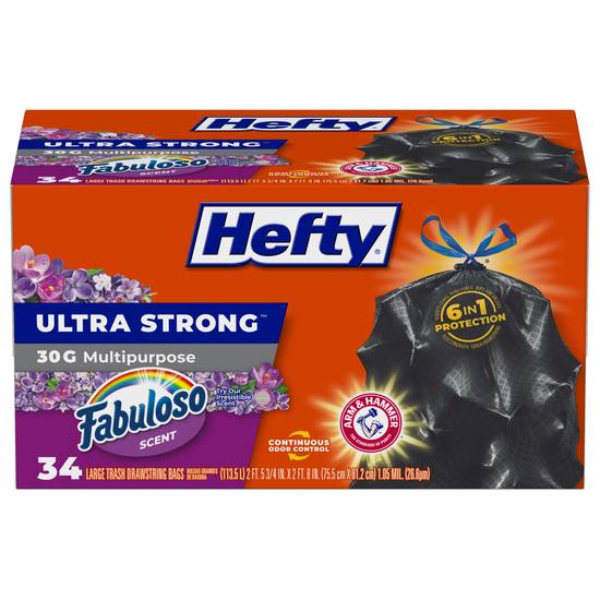 Hefty Ultra Strong Fabuloso Scent Trash Drawstring Bags (large 75.5 cm x 81.2 cm) (34 ct)