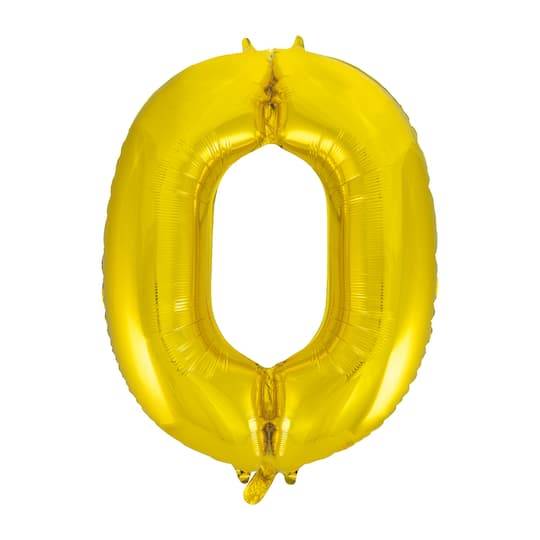 Celebrate It 0 Shaped Foil Balloon, 34", Gold