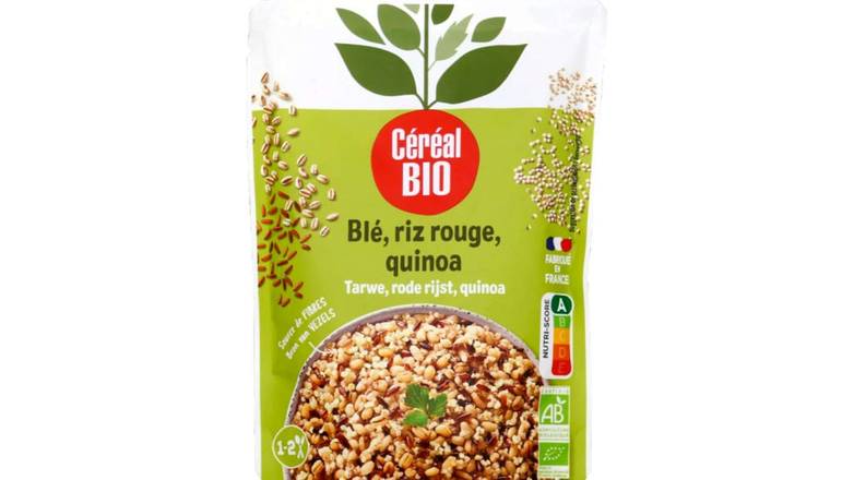 Céréal Bio Blé, riz rouge, quinoa au naturel, bio La portion de 200g