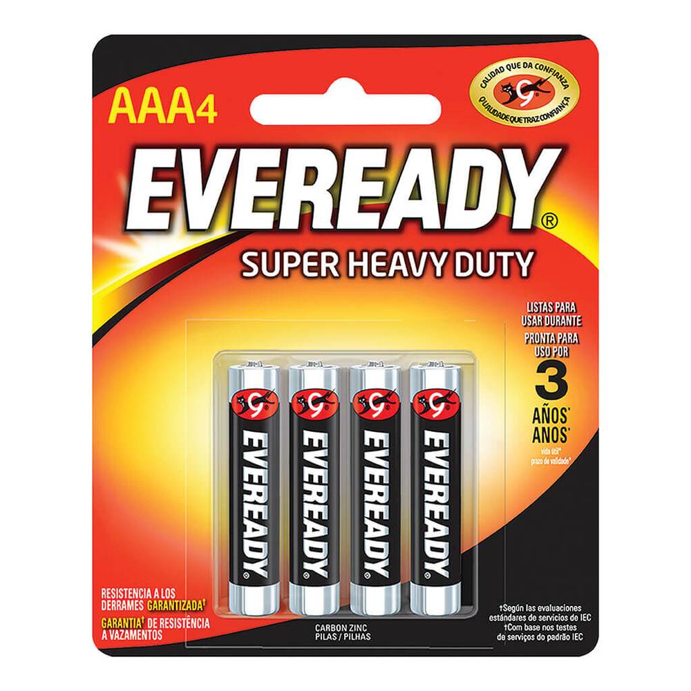 Eveready pilas super heavy duty aaa (4 piezas)