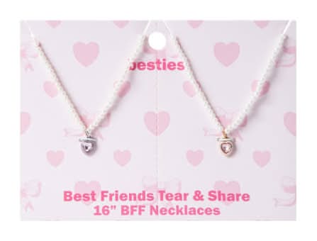 Best Friends Tear & Share Necklace Purple Hearts
