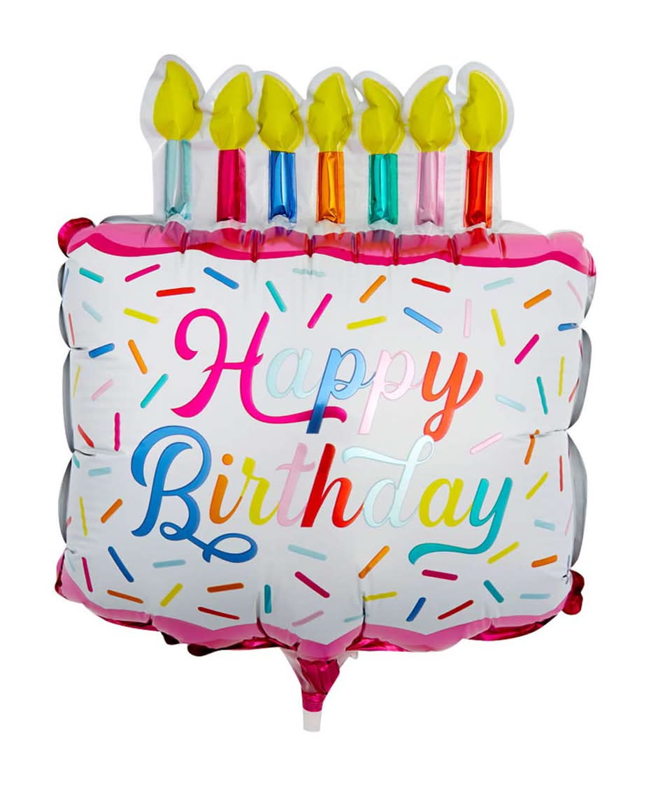9" Foil Happy Birthday Cake Stick Balloon