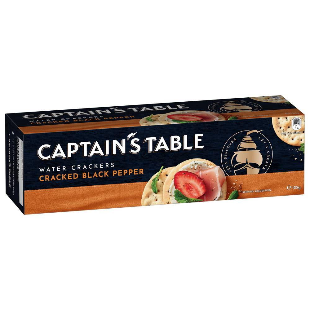 Captain's Table Cracked Black Pepper Crackers (125g)