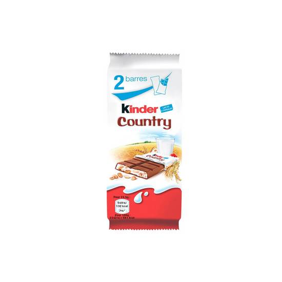 Barres chocolatées céréales Kinder Country 2x23,5g