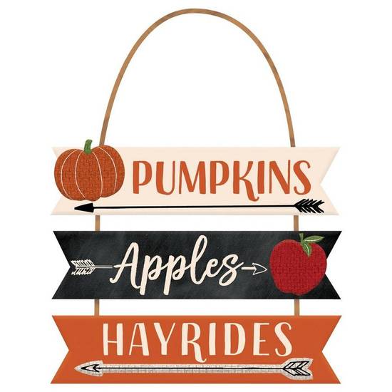 Pumpkins, Apples Hayrides Stacked Sign