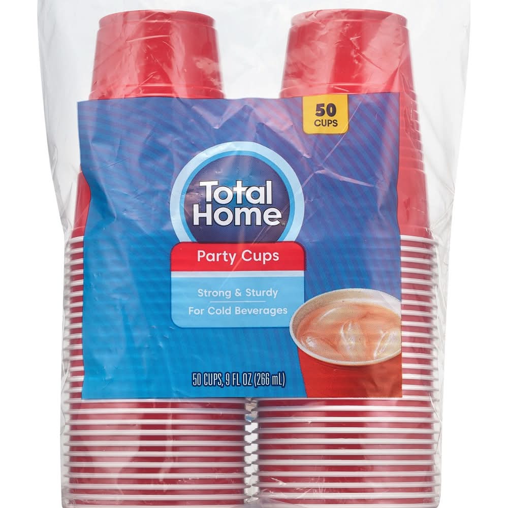 Total Home Party Cups Strong & Sturdy, Red (50 ct)