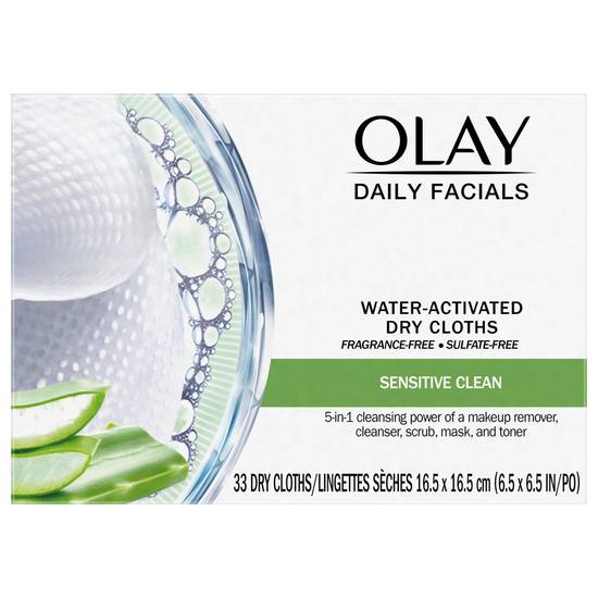 Olay Daily Facials Sensitive 5 in 1 Water-Activated Dry Cloths (33 ct)