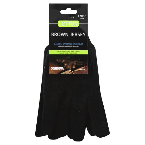 Cordova Large Cotton Brown Jersey Gloves