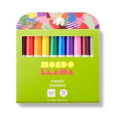 Mondo Llama Broad Markers Tip Classic Colors, Multicolor (10 ct)