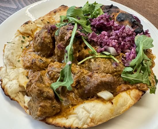 Lamb curry naan taco