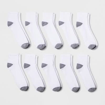 Goodfellow & Co. Quarter Athletic Socks, Men, 6-12, White (10 ct)