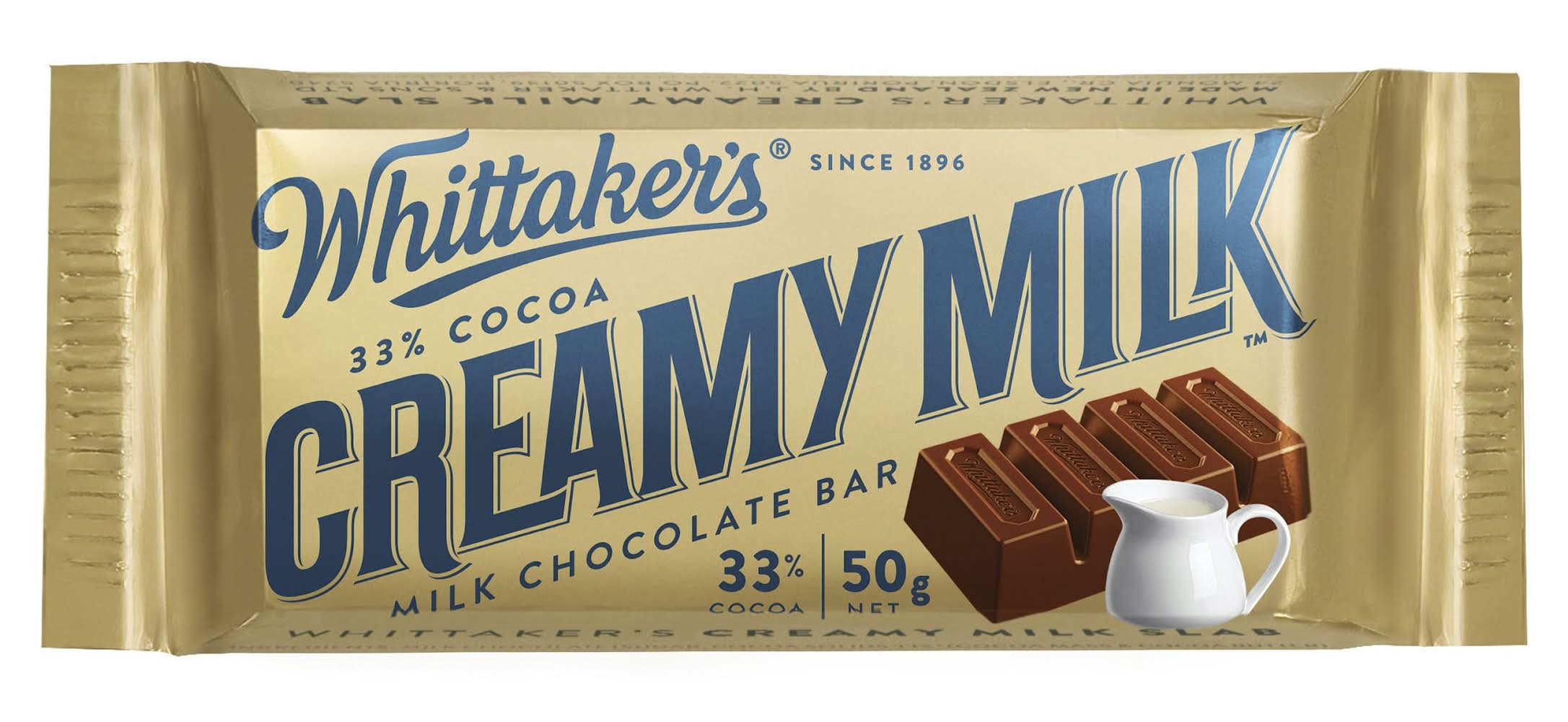 Whittaker's Cream Milk Chocolate Bar, Cocoa (50g)