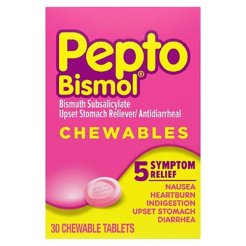 Pepto-Bismol Chewable Tablets for Nausea, Heartburn, Indigestion, Upset Stomach, Diarrhea Original - 30.0 ea
