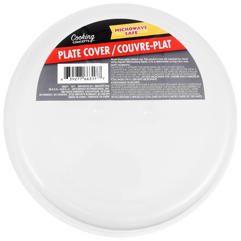 Cooking Concepts Microwave Safe Plastic Plate Cover, 10 in