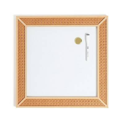 U Brands 17"x17" Rattan Frame Dry Erase Board Natural