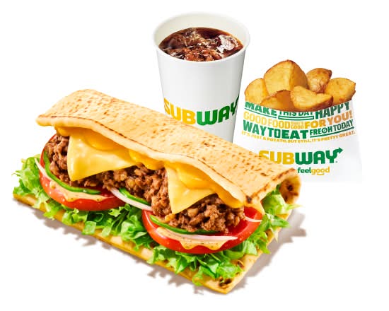 濃厚チーズタコス (フラットブレッド) ポテトドリンクセット Taco Meat & Cheese Sauce（Flat Bread） Potato and drink set