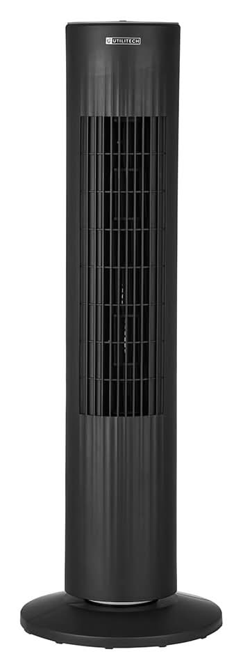 Utilitech 28-in 120 -Volt 3 -Speed Indoor BLACK/MATTE Oscillating Tower Fan