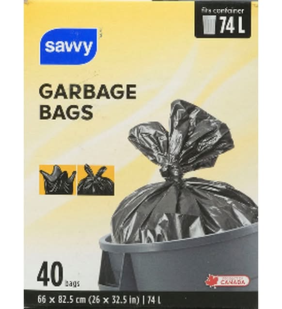 Savvy Garbage Bag, 26x32.5 in, Black (40 ct)
