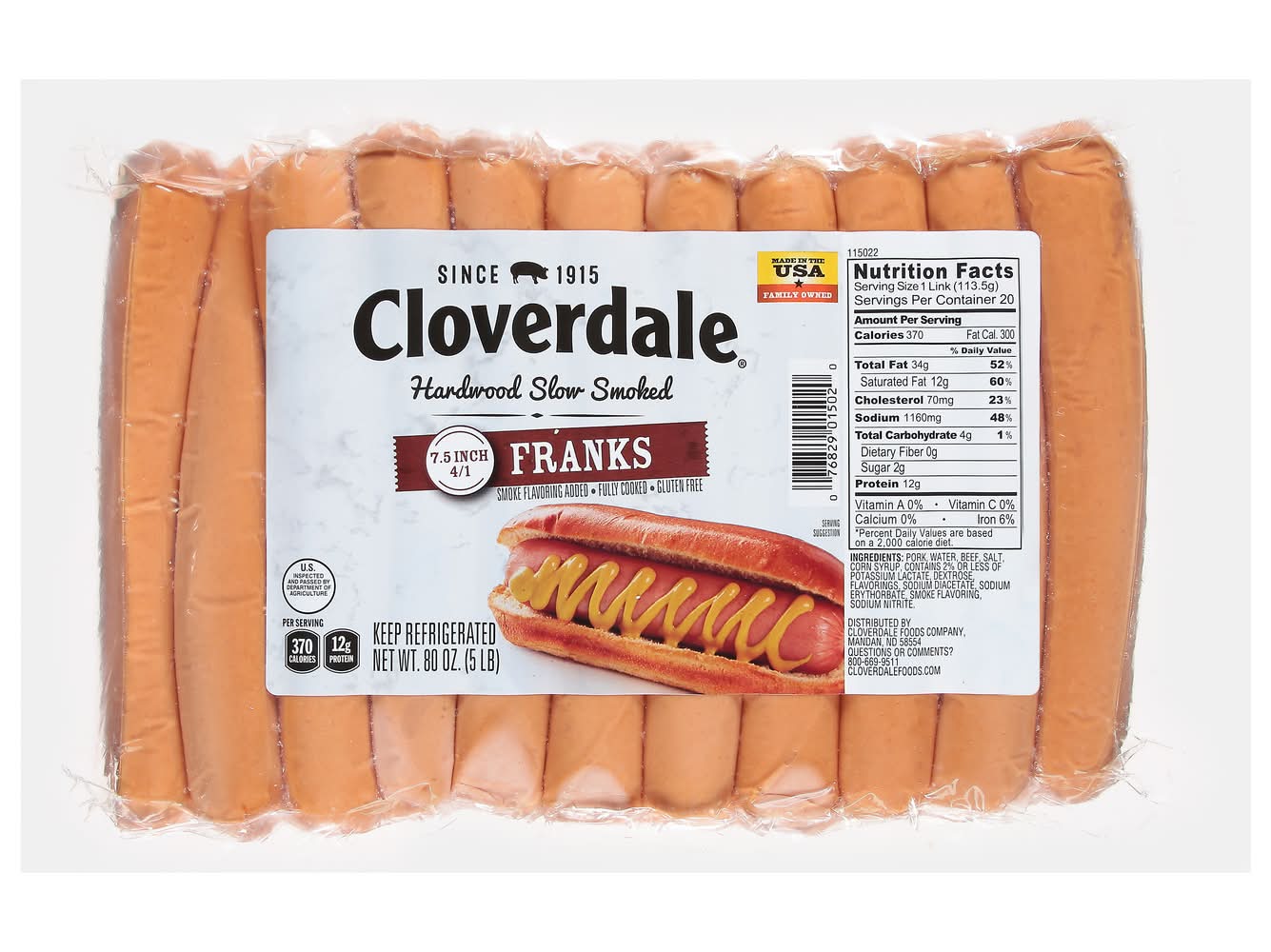 Cloverdale Hardwood Slow Smoked Franks (5 lbs)