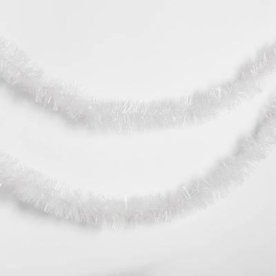 Wondershop Soft & Silky Tinsel Christmas Garland, 15 ft, White