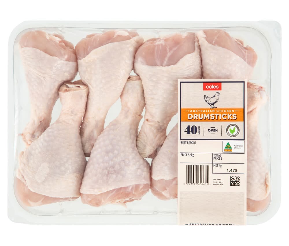 Coles RSPCA Approved Chicken Drumsticks Large Pack approx. 1.6kg