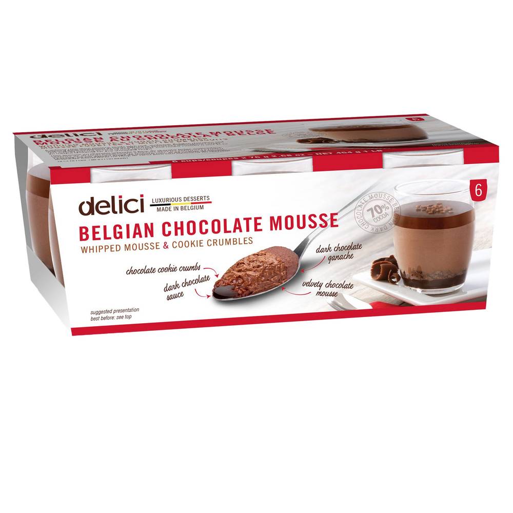 Delici Belgian Chocolate Mousse, 6 × 76 G